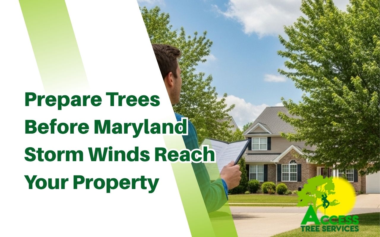 Tree Expert reviewing hurricane and wind season tree prep in Maryland before a storm