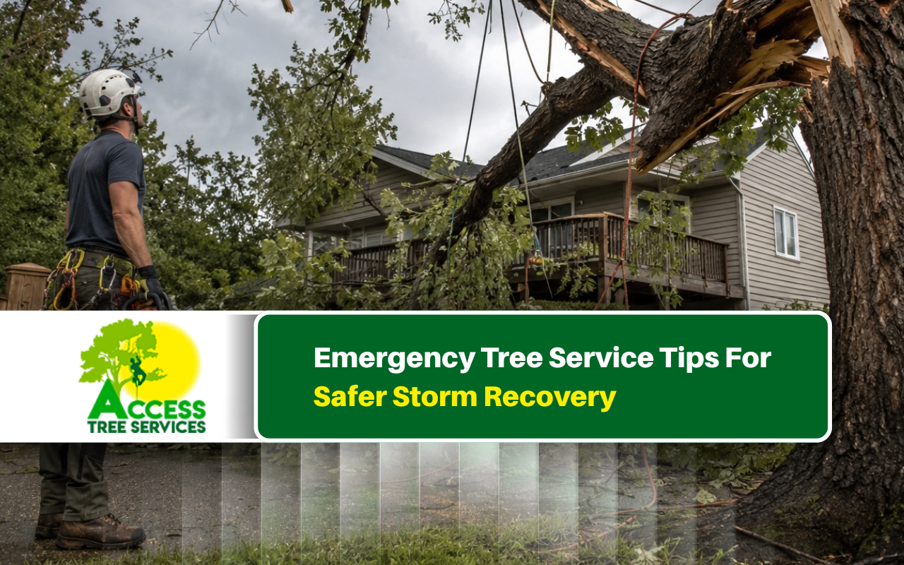 emergency tree service team handling storm damaged tree