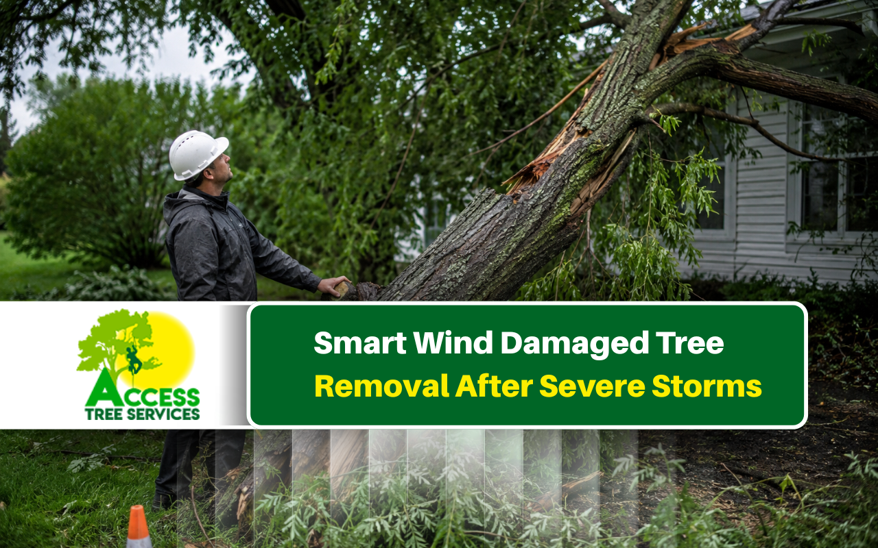 Wind damaged tree removal inspection after a severe storm
